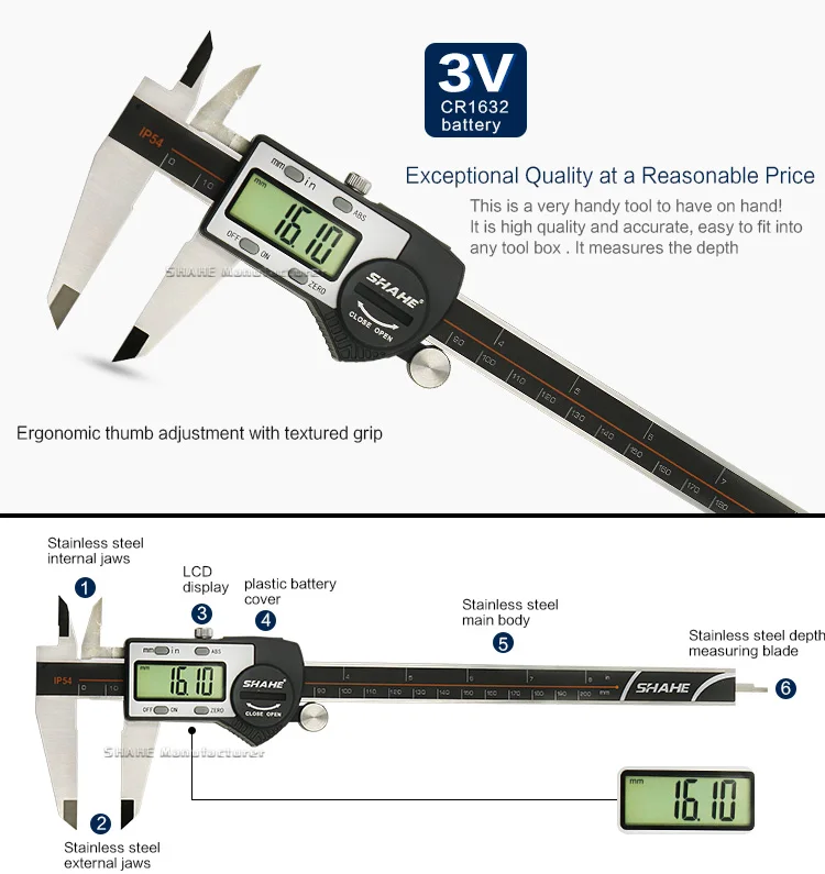 200 мм цифровой штангенциркуль из нержавеющей стали измерительный прибор для измерения внутренней, внешней, глубины и шагов Цифровой штангенциркуль
