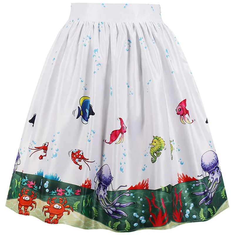 Kostlich New Arrival Summer Skirts Womens 2018 High Waist Skirt Vintage A-Line Casual Big Swing Women Midi Skirt (8)