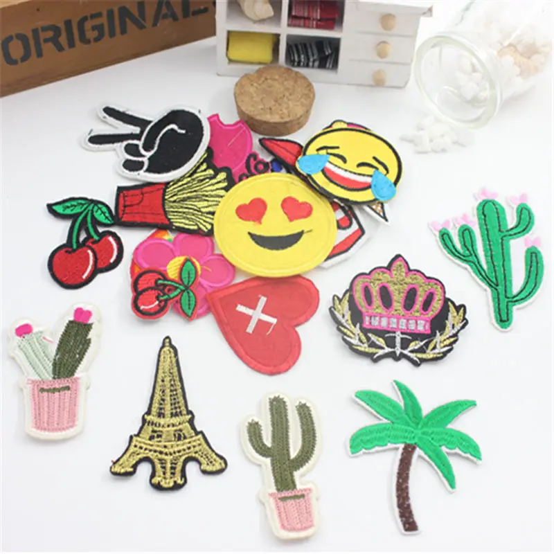 

DIY cherry smile face french fries rainbow patch cat children iron cartoon patch clothes stickers cheap embroidery cute patch fr