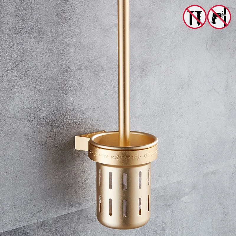 

Ships From Russia Nail Free Toilet Brush Holders Gold Silver Color Toilet brush Bathroom Products Bathroom Accessories