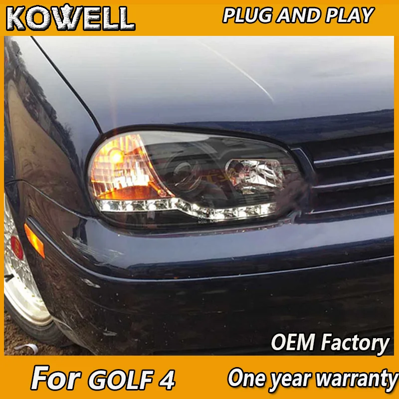 

KOWELL Car Styling case for VW Golf 4 2004 2005 2006 2007 2008 Headlights LED Headlight DRL Lens Double Beam HID Xenon