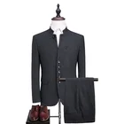 Business Casual Mens Suit Set Dark Grey Slim and Elegant Men Suit Jacket & Pants Size S M L XL 2XL 3XL