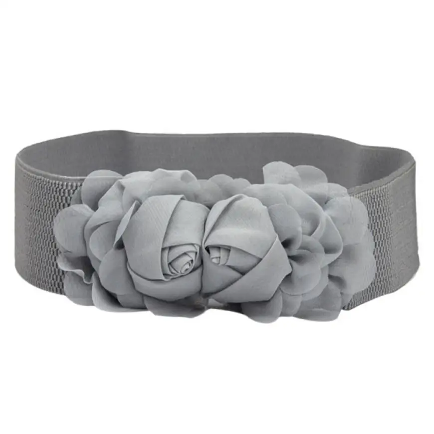 grey waist belt elastic Rose Lady Fashion Double Elastic Belt Flower Buckle Waist grey waist belt elastic Rose Lady Fashion Double Elastic Belt Flower Buckle Waist