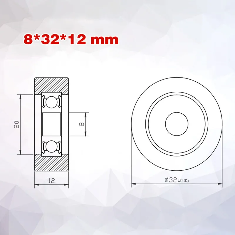 [PU0832-12] 10 шт. на стекло Окно Дверь 608RS шарикоподшипник PU ТПУ Счетная машина 8*32*12 мм Резиновый подшипник шкив колеса