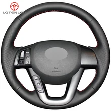 LQTENLEO черная искусственная кожа DIY Ручная прошитая крышка рулевого колеса автомобиля для Kia K5 Optima 2008-2013