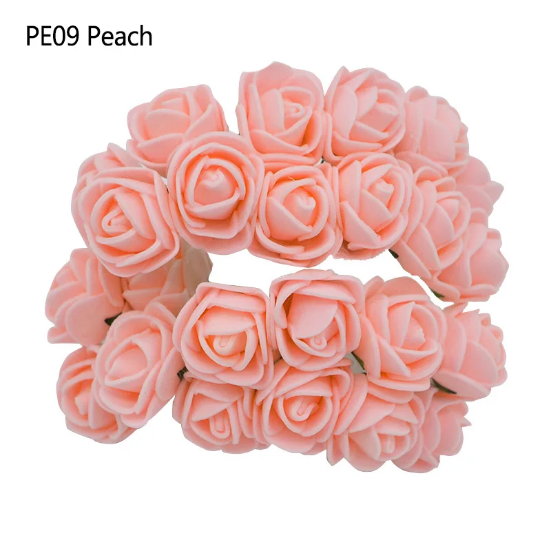 144pcs peach 144 шт красный Мини-цветок розы, Декоративные искусственные из ПЭ пены, букет роз, Свадебный декор, цветок Тедди, сделай сам, ремесло - Цвет: 144pcs peach