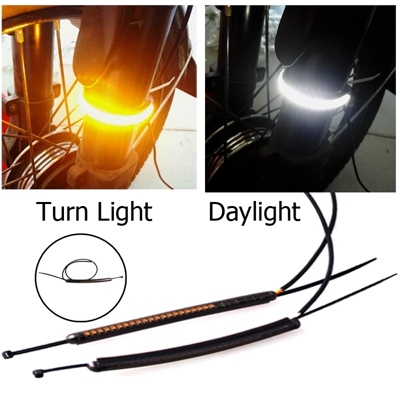 LED 43mm Fork Turn Signal/Running Light Kit w/ Smoked Lens for Harley Honda ALL 