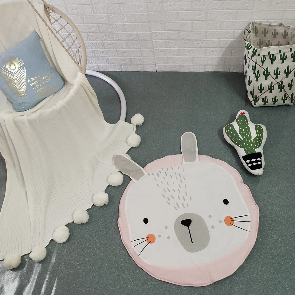 90 см креативный детский игровой коврик в виде слона, круглый ковер, хлопковый игровой коврик в виде животных для новорожденных, детское одеяло для ползания, декор для детской комнаты