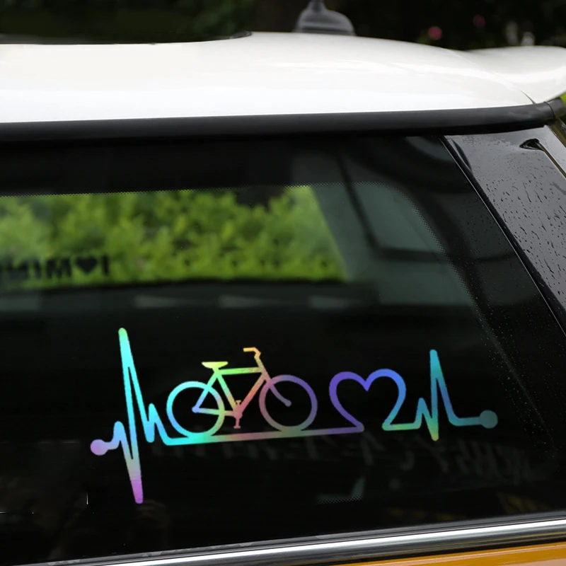 18.5cm8.1cm Bicycle Heartbeat Lifeline Cycling Fashion Vinyl Stickers Decals  (5)