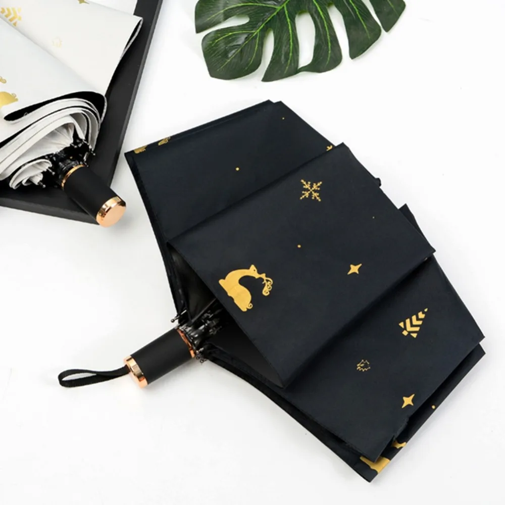 

Creative New Hot Stamping For Men Women Vinyl Fabric Anti-UV Three Folding Umbrella