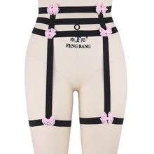 Лук Harajuku тела Свадебные Подвязки полюс танец женщин ноги Подвязки Пояс для чулок рейв Фетиш Готический бондаж