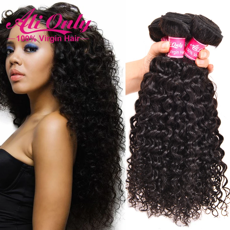 Brazilian Water Wave Virgin Hair 4 Bundles Human Hair 7A Unprocessed Brazilian Curly Virgin Hair Brazilian Hair Weave Bundles 