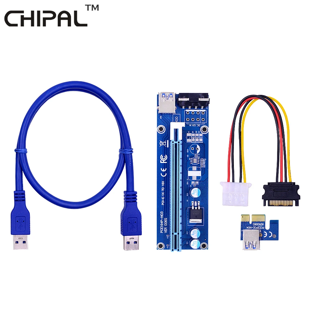 CHIPAL 10pcs VER006S 60CM PCI E Riser Card PCIe 1x to 16x