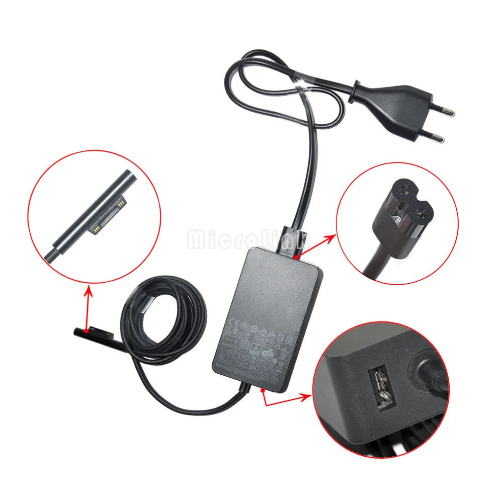 

65W 15V 4A AC Charger Adapter 1706 Replacement for Microsoft Surface Pro 3 Pro 4 Power Supply Cable Table PC