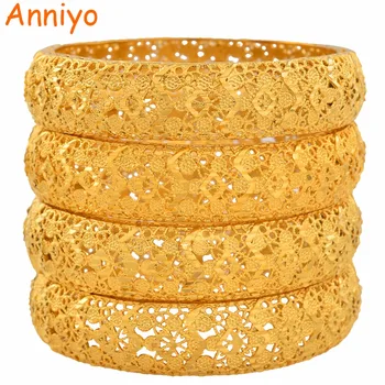 

Anniyo 4 Pieces/Lot Gold Color Dubai Bangles for Women Ethiopian Bracelets Middle East Wedding Jewelry African Gifts #139006