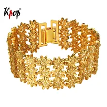 KPOP трехслойная цветок браслет Модные украшения золото/серебро Цвет Браслеты с подвесками и Браслеты подарок для Для женщин h867