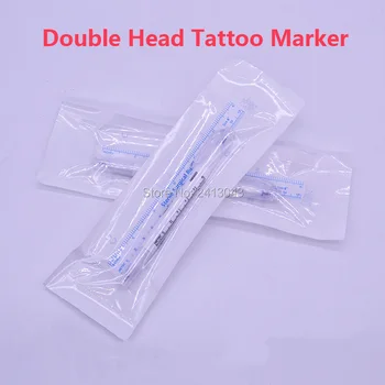

2Pcs Double Head Permanent Tattoo Position Marker 0.5mm and 1.0mm Tattoo Shape Design Pencil with Ruler Independent Package
