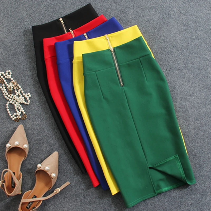 

Women Skirts Summer Pencil Skirt Female Vintage Suede Split Skirts Jupe Femme Faldas Mujer