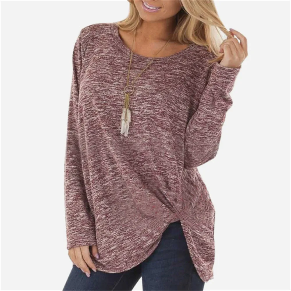 

Women T-shirt Fashion Autumn Kink Tees For Ladies Tops Solid black Long Sleeve Casual Big Size Female Loose T shirt 11 Colors