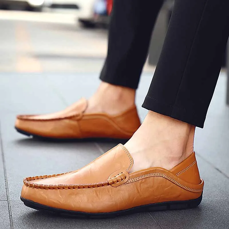 Plat Chaussure Ww Mocassin Bateau Sur Cuir Véritable Classique 382 Mocassins En Chaussures marron Homme Hommes Mâle Designer bleu Noir Slip Masorini aw6vq6