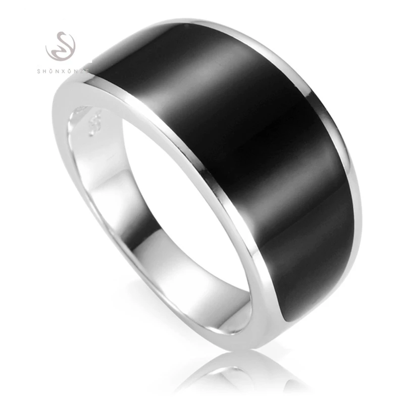 Eulonvan роскошные черные эмалированные 925 пробы серебряные ювелирные изделия мужские кольца для мужчин ювелирные изделия и аксессуары S-3776 Размеры 7 8 9 10 11 12 13