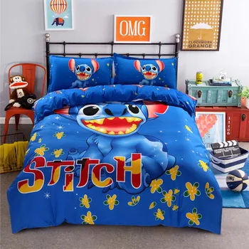 

Disney Cartoon Stitch Bedding Set 100% Polyester Adult/kids Gift Duvet Cover Set Sheet Pillowcase Students Bed Linen Set