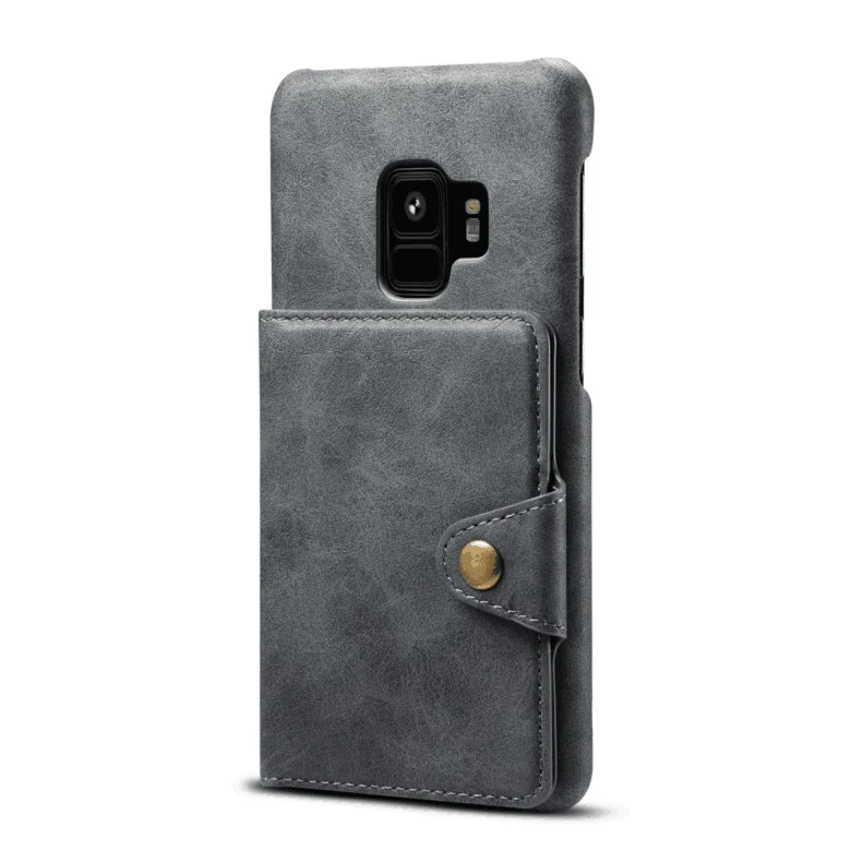 Чехол для samsung Galaxy S9 Plus, чехол для Note9, Ретро стиль, флип, кожаный чехол-кошелек для samsung Galaxy Note 9, Galaxy S9, чехол с карманом для карт - Цвет: Темно-серый