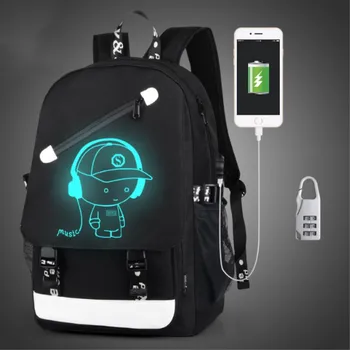 

Anti Theft backpack USB charging Men Laptop Backpacks For Teenagers Female Mochila Travel backpack School bags Luminous Backpack