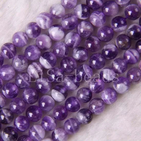 Fashion Jewelry 6MM Round Natural Purple Crystal Beads Strand 15.5" (65