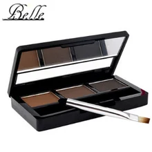 Горячая Профессиональный 3 цвета бровей порошок/палитра теней с двойной концевой щеткой макияж бровей