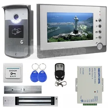 DIYSECUR Cerradura Magnética de 7 pulgadas TFT Color Video de La Puerta Teléfono RFID de IDENTIFICACIÓN de Desbloqueo de Intercomunicación Visual Timbre LED Cámara de Visión Nocturna