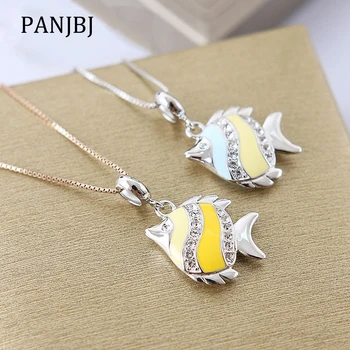 

New 100% 925 Sterling Silver Bead Charm Tropical Fish Pendant Pave CZ Enamel Charms Fit Pandora Bracelets DIY Women Jewelry