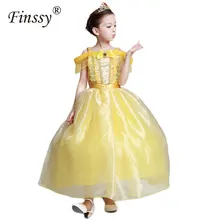 Красавица и чудовище, карнавальный костюм для девочек, карнавальный костюм Хэллоуина, платье принцессы Белль для детей, праздничное платье желтого цвета