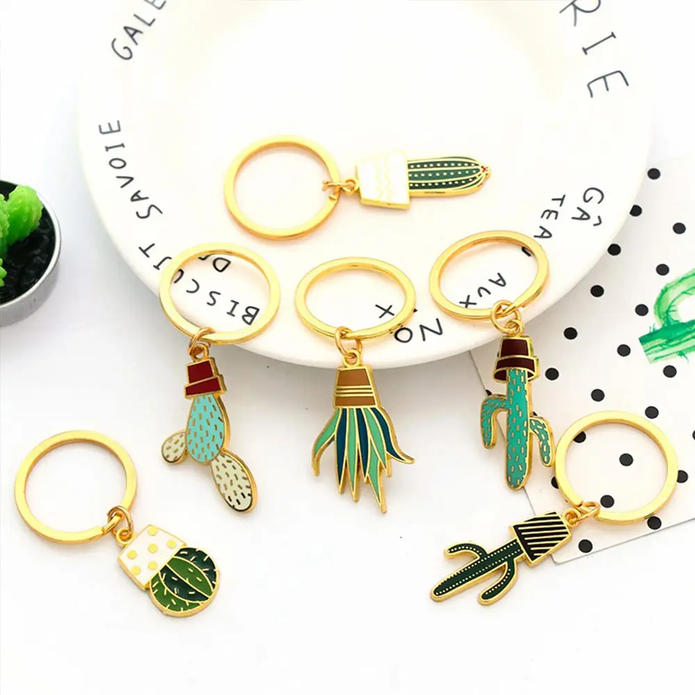 

Cute Metal Succulent Plant Cactus Key Ring Key Chain Key Holder Handbag Pendant