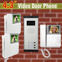 3 unit Apartment Video Door Phone Intercom System 4.3″ Monitor video doorbell visual intercom System For Apartments