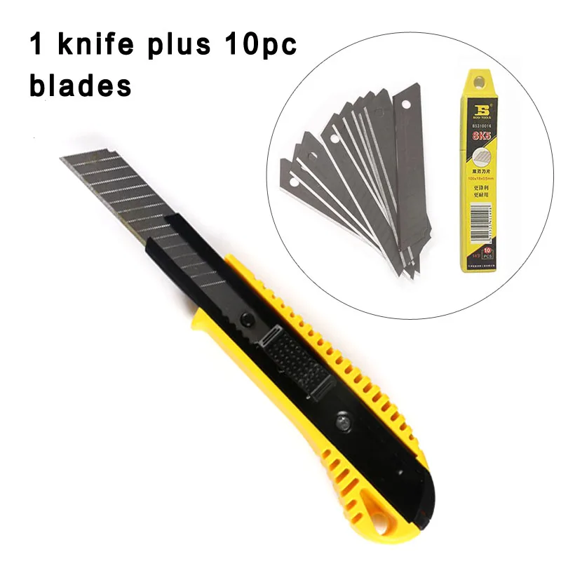 

Free shipping BOSI Stainless steel Snap-off Blade Utility Cutter knife with 10pc blades set