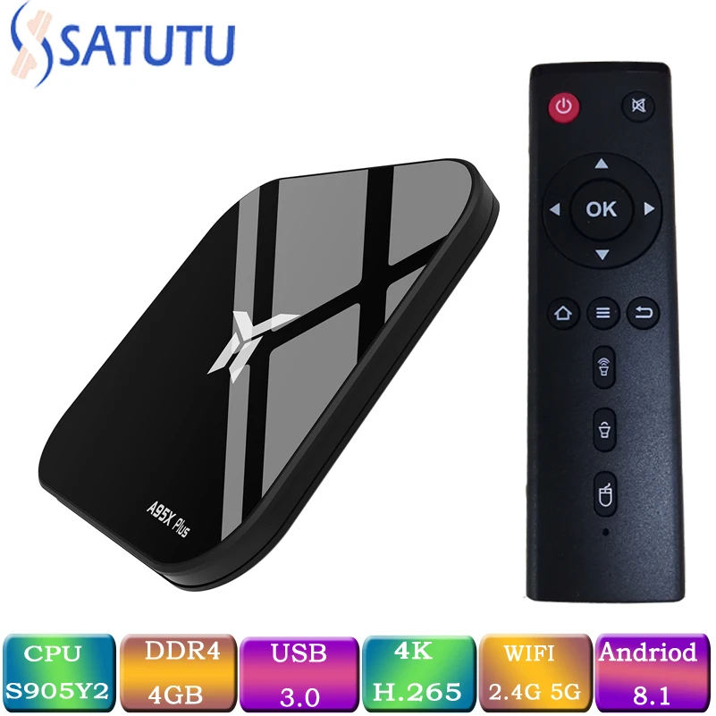 

A95X Plus Smart TV box Android 8,1 Set Top Box Amlogic S905 Y2 Smart Media Player 4K Support IPTV MI NI TV BOXS MI DDR4 4GB 32GB