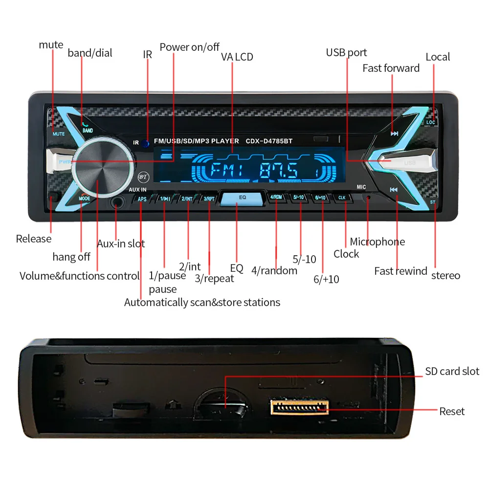 DC12V Универсальный Bluetooth 4 мощных громкий динамик U диск Высокое качество цифровой стерео FM MULTI-FUNCTION аудио радио MP3 плеер