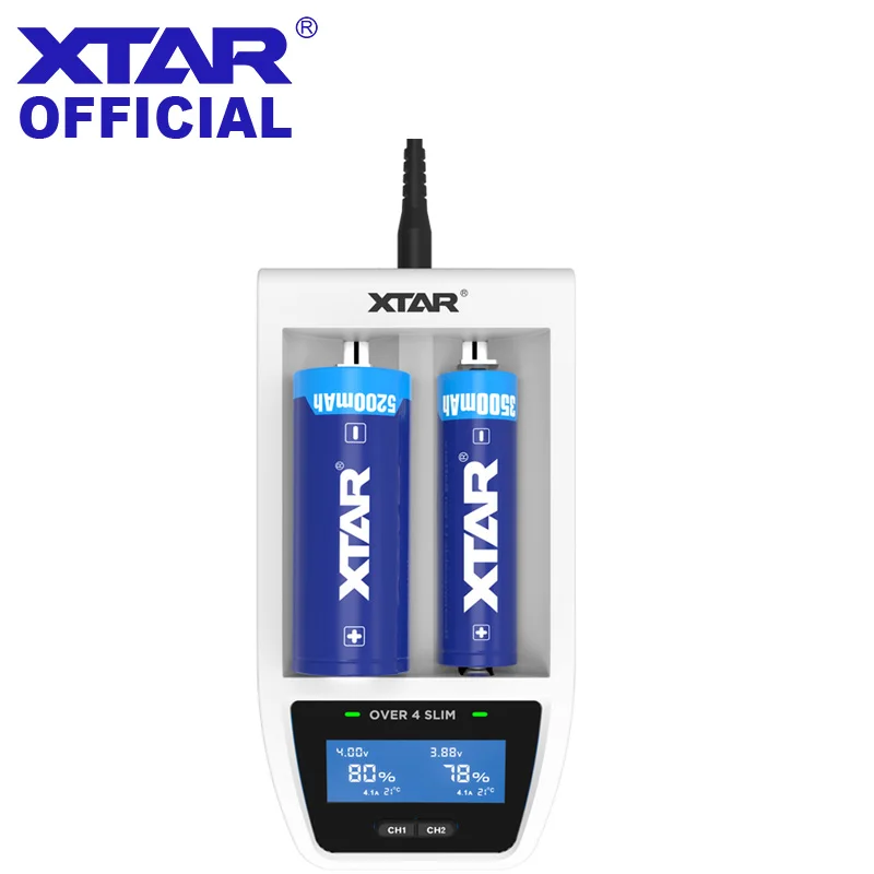 Зарядное устройство XTAR s OVER 4 SLIM 2018 новейшее зарядное с ЖК дисплеем и быстрой