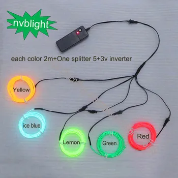 

New 2.3mm 2M with 5colors flexible EL wire Neon Glowing Electroluminescent Wire LED Strip Toys ,Indoor and Outdoor Decoration