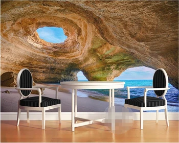 

Beibehang 3D Wallpaper Home Decoration Natural Cave Miracle Coast Landscape Bathroom Living Room Bedroom Sofa Wallpaper Mural