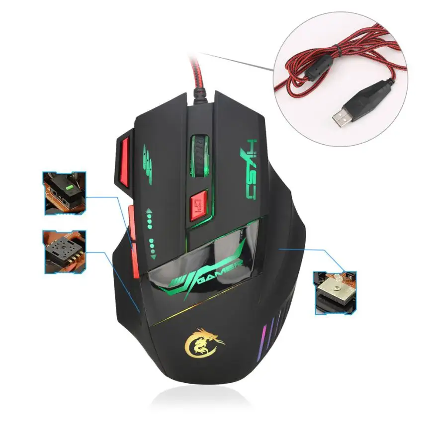 HIPERDEAL новые профессиональные 7 кнопок 5500DPI USB Оптическая Проводная игровая мышь