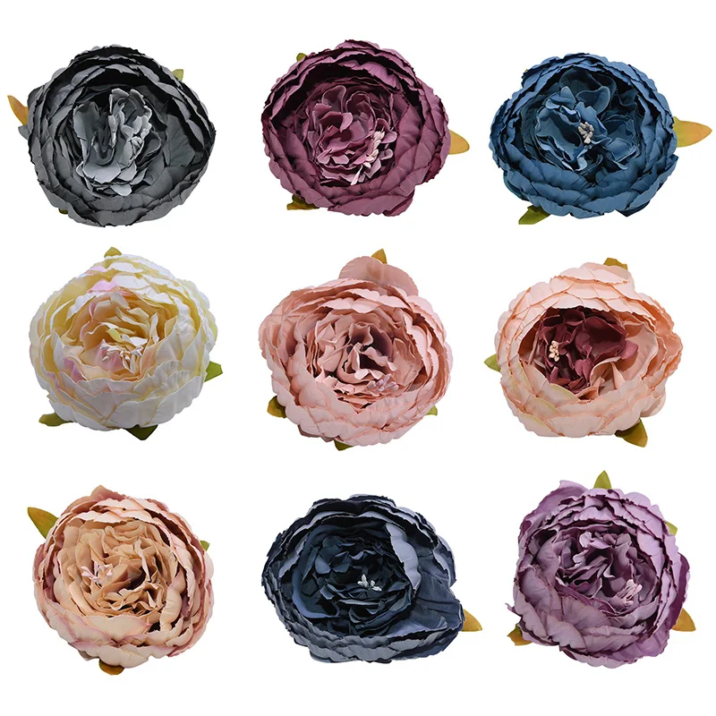 

1pc 8cm Big Artificial Peony Flower Heads DIY Silk Flower Head for Wedding Home Party Decoration Flowers Fake Flower