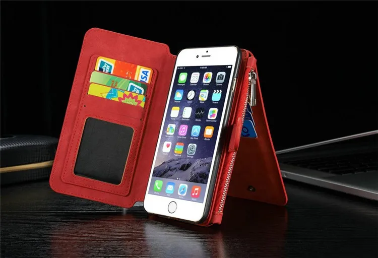 Ретро сложенный чехол-кошелек для iphone X 8 7 6 6 S Plus 5 5S 2 в 1 второй слой кожаный чехол для iphone 7 флип-чехол-подставка