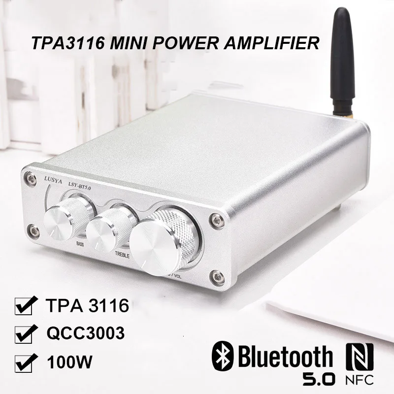 Lusya TPA3116 QCC3003 Bluetooth 5,0 HiFi усилитель мощности 50 Вт * 2 Streo channel домашний аудио усилитель с тройной Регулировка баса T0712