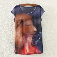 Summer style Women T Shirt 2017 lion girls printed Short Sleeve T Shirt women Tops tees
