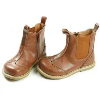 

2020 Genuine Leather Retro Casual Children Boot Fashion Chelsea booties for 1-6 years kids Boys Girls Western Rain boots