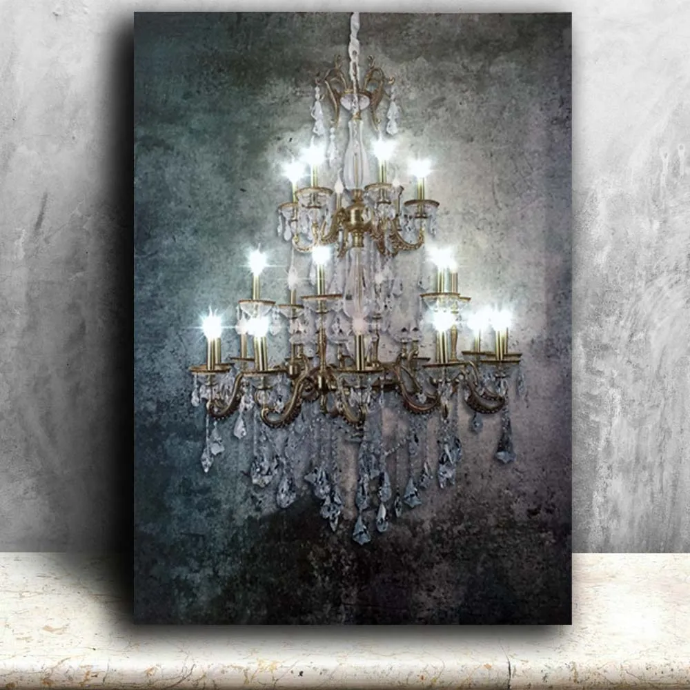 

Led wall picture dividing vertical elements polychrome gold crystalline canvas art light up painting artwork printed framed