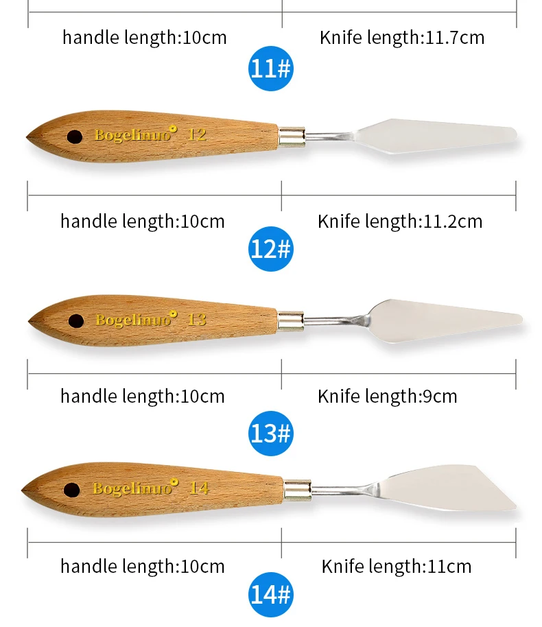 20 размеров оптовая продажа Нержавеющая сталь краски скребок для палитры Ножи-шпатели для художника масло гуашь нож для рисования лезвие и