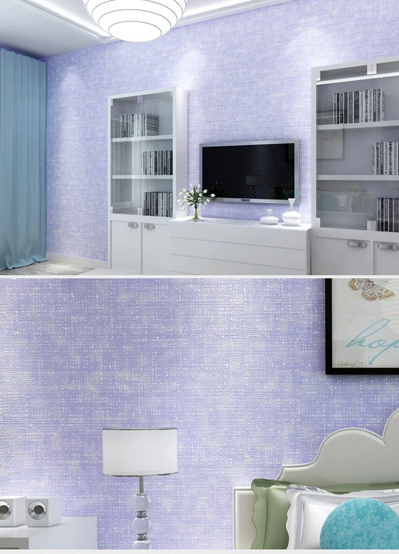 エレガントな無地の壁紙 3d 固体壁紙壁画クラシック甘いピンク紫色の寝室のリネンテクスチャ壁紙家の装飾 W013 壁紙 Aliexpress